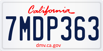 CA license plate 7MDP363