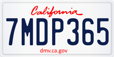 CA license plate 7MDP365