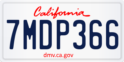 CA license plate 7MDP366