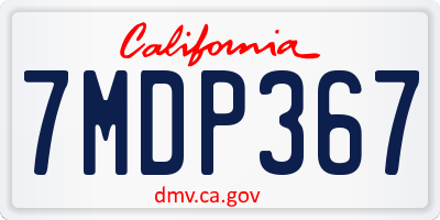 CA license plate 7MDP367