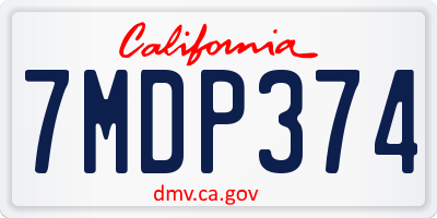 CA license plate 7MDP374