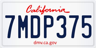 CA license plate 7MDP375