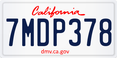 CA license plate 7MDP378