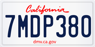 CA license plate 7MDP380