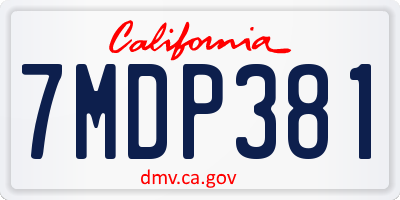CA license plate 7MDP381