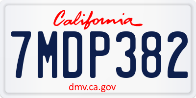 CA license plate 7MDP382