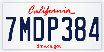 CA license plate 7MDP384