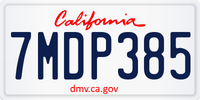 CA license plate 7MDP385