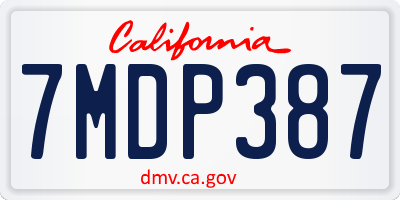 CA license plate 7MDP387