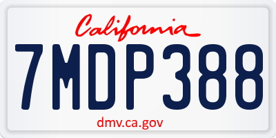 CA license plate 7MDP388