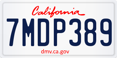 CA license plate 7MDP389
