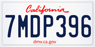 CA license plate 7MDP396