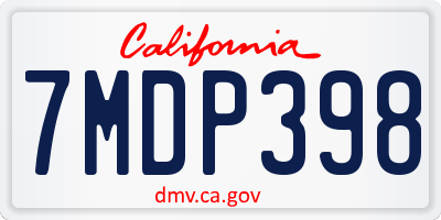 CA license plate 7MDP398