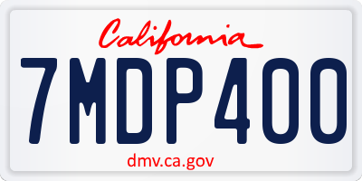 CA license plate 7MDP400