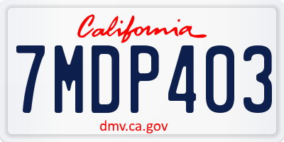 CA license plate 7MDP403