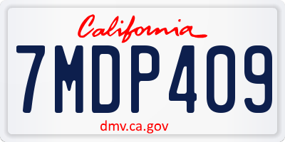 CA license plate 7MDP409
