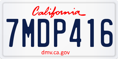 CA license plate 7MDP416