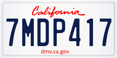 CA license plate 7MDP417