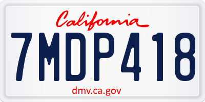CA license plate 7MDP418