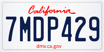 CA license plate 7MDP429