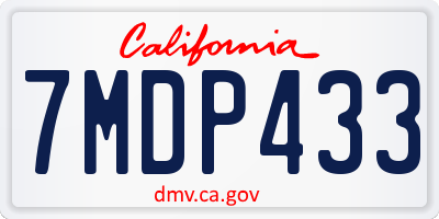 CA license plate 7MDP433
