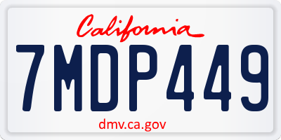 CA license plate 7MDP449
