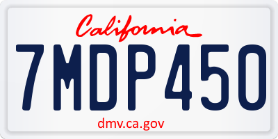 CA license plate 7MDP450