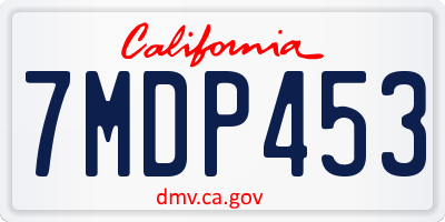 CA license plate 7MDP453