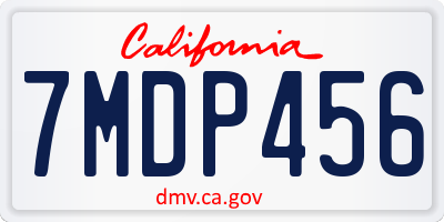CA license plate 7MDP456