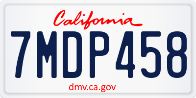 CA license plate 7MDP458