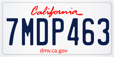 CA license plate 7MDP463