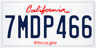 CA license plate 7MDP466