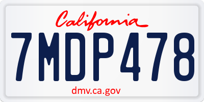 CA license plate 7MDP478