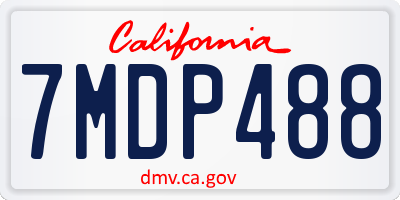 CA license plate 7MDP488