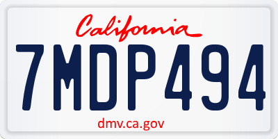 CA license plate 7MDP494