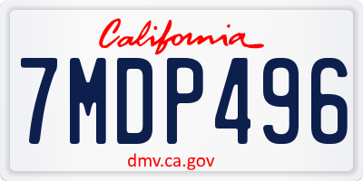 CA license plate 7MDP496