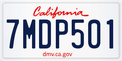 CA license plate 7MDP501