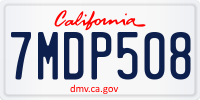 CA license plate 7MDP508