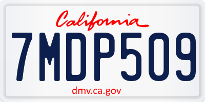 CA license plate 7MDP509