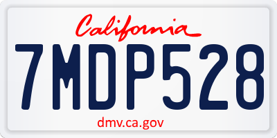 CA license plate 7MDP528