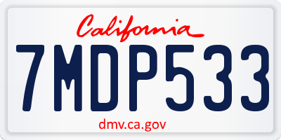 CA license plate 7MDP533