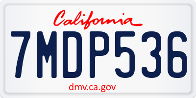 CA license plate 7MDP536