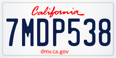 CA license plate 7MDP538