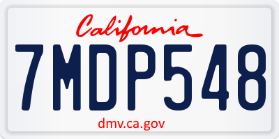 CA license plate 7MDP548