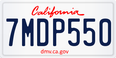 CA license plate 7MDP550