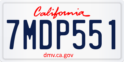 CA license plate 7MDP551