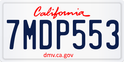 CA license plate 7MDP553