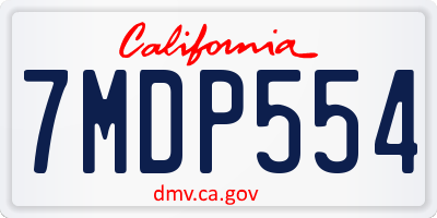 CA license plate 7MDP554