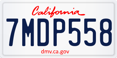 CA license plate 7MDP558