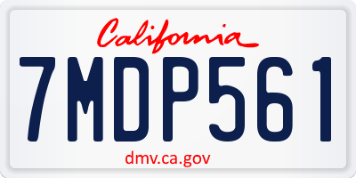 CA license plate 7MDP561